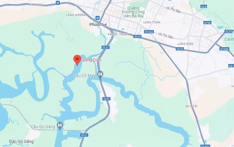 Vị trí sông Dinh. (Nguồn: Google Maps)