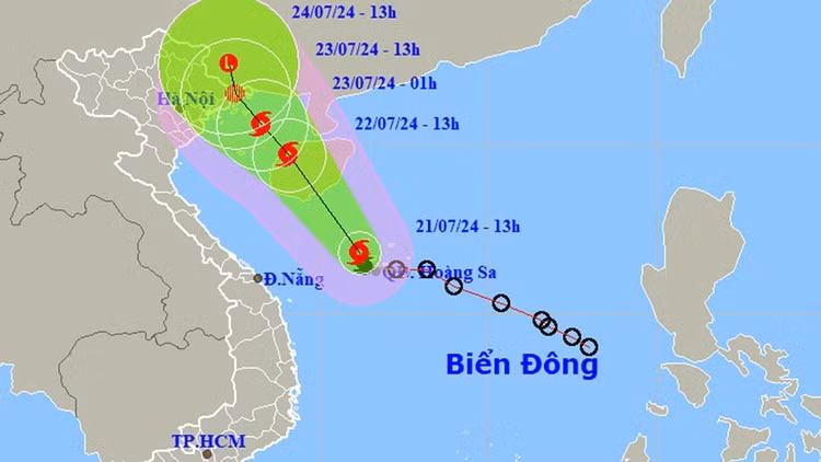 Dự báo đường đi của bão số 2.