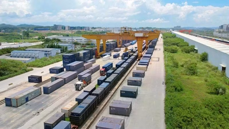 Một góc Cảng đường sắt quốc tế Nam Ninh. (Ảnh: people.cn)