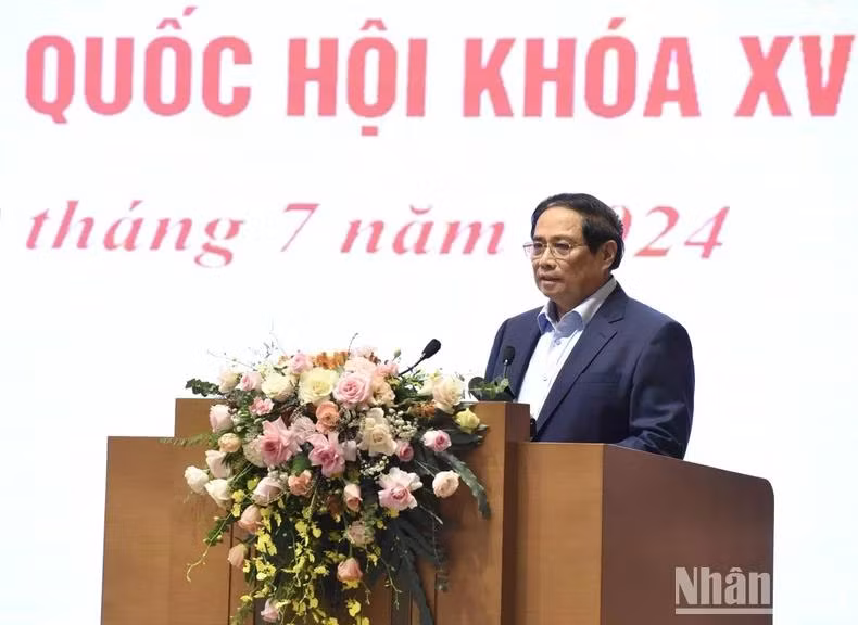 Thủ tướng Phạm Minh Chính phát biểu ý kiến tại hội nghị. (Ảnh: Trần Hải)