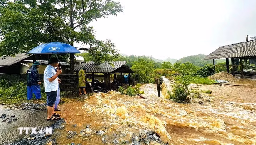 Một điểm ngập úng, sạt lở trên địa bàn Hà Giang. (Ảnh: Quỳnh Anh/TTXVN phát)