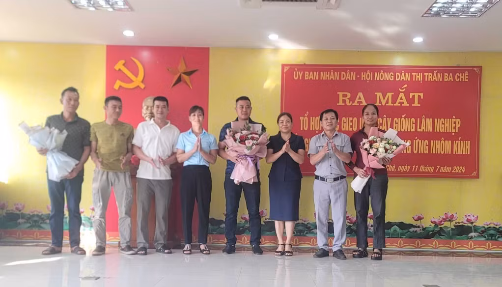 HND thị trấn Ba Chẽ (huyện Ba Chẽ) ra mắt Tổ hợp tác gieo ươm cây giống lâm nghiệp. Ảnh: HND tỉnh cung cấp.