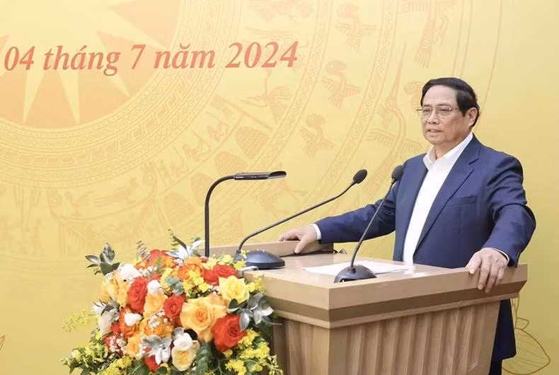 Thủ tướng Phạm Minh Chính phát biểu tại hội nghị. Ảnh: Nhan Sáng-TTXVN