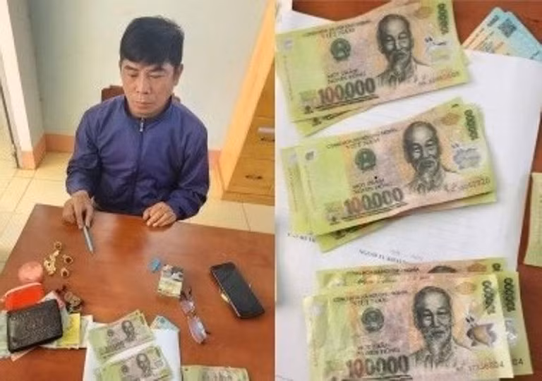 Đối tượng Thạch Văn Bình cùng tang vật bị thu giữ (Ảnh: Công an tỉnh Gia Lai)