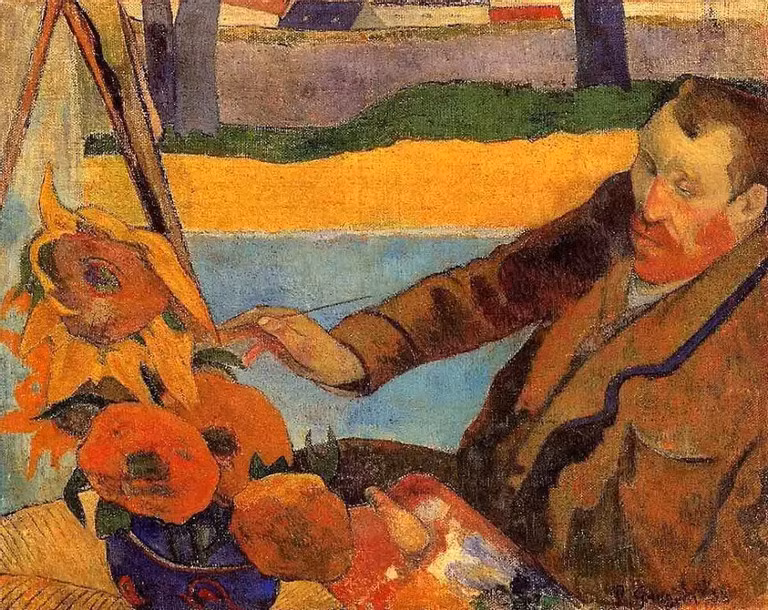 Bức 'Họa sĩ của những đóa hướng dương' do Paul Gaugin vẽ miêu tả Van Gogh đang sáng tác