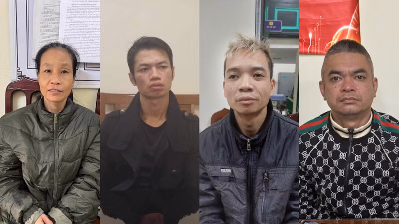 Nhóm đối tượng lừa đảo tại cơ quan điều tra.