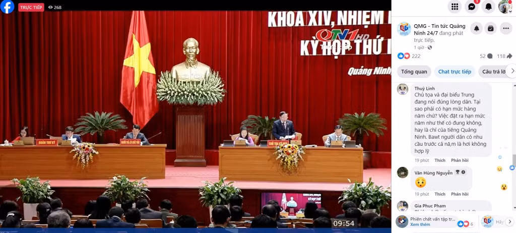 Cử tri và nhân dân có ý kiến qua livestream trực tiếp trên fanpage của Trung tâm Truyền thông tỉnh.