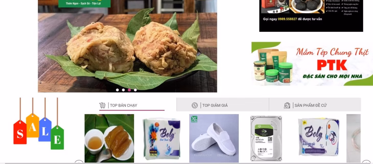 Sàn thương mại điện tử Bắc Ninh (www.ecombacninh.vn) đăng thông tin quảng bá, giới thiệu hơn 1.000 sản phẩm, dịch vụ của gần 60 doanh nghiệp, hợp tác xã, hộ kinh doanh (ảnh chụp màn hình).