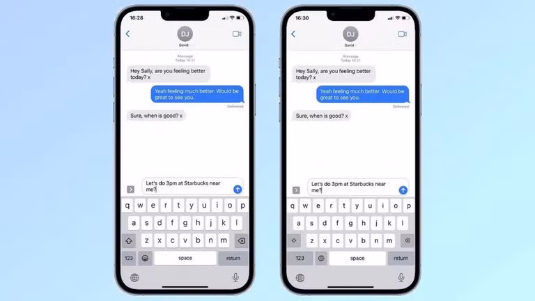Giao diện bàn phím iOS mặc định ở bên trái và bàn phím độc hại hoạt động như keylogger ở bên phải.