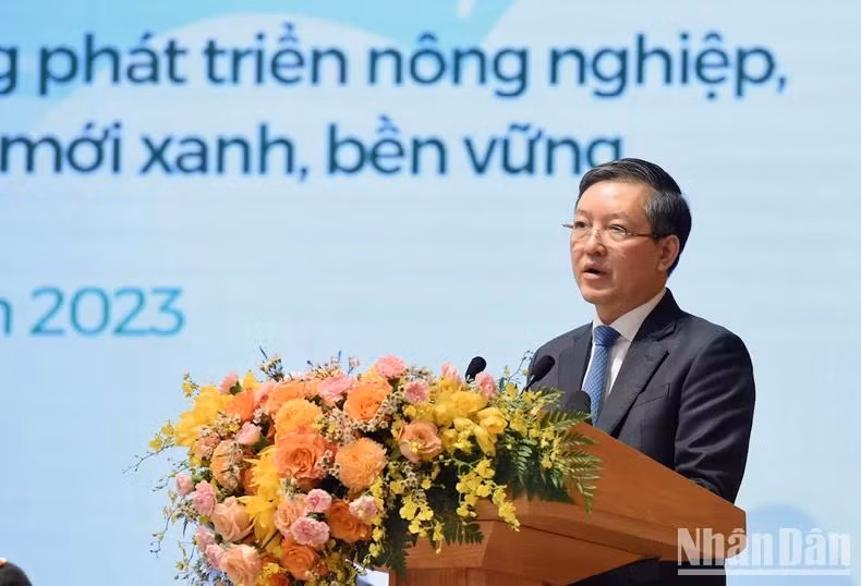 Chủ tịch Trung ương Hội Nông dân Việt Nam Lương Quốc Đoàn phát biểu khai mạc.