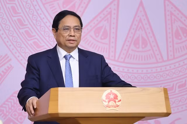 Thủ tướng Phạm Minh Chính phát biểu kết luận hội nghị. Ảnh: VGP.