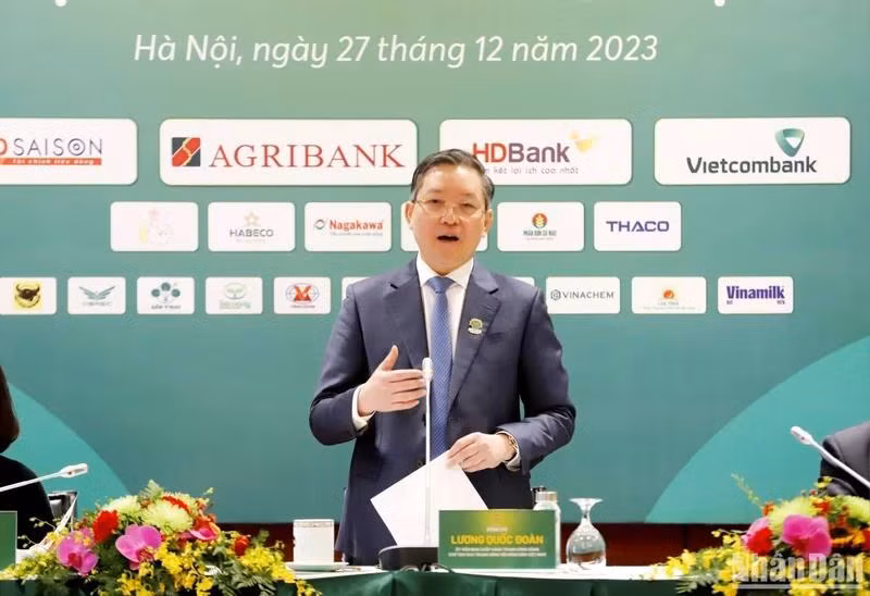Ông Lương Quốc Đoàn tái đắc cử Chủ tịch Trung ương Hội Nông dân Việt Nam khóa VIII. (Ảnh: THANH TRÀ)