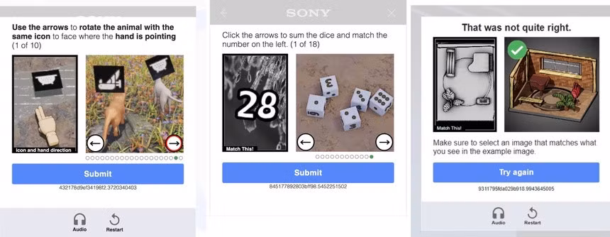 Một số dạng câu hỏi CAPTCHA bị nhận xét quá khó. Ảnh: Reddit.