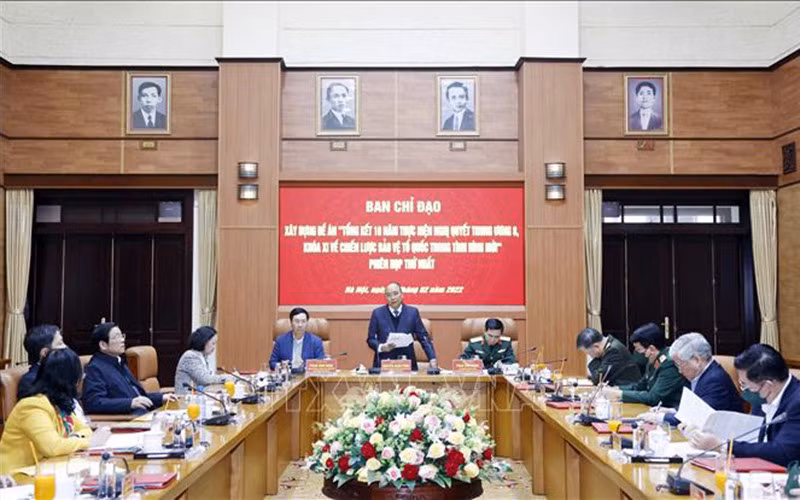 Chủ tịch nước Nguyễn Xuân Phúc phát biểu tại phiên họp. (Ảnh: TTXVN)