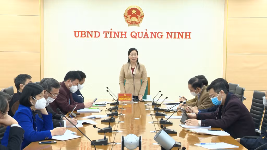 Đồng chí Nguyễn Thị Hạnh, Phó Chủ tịch UBND tỉnh chủ trì cuộc họp.