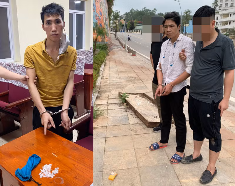 Các đối tượng bán ma túy ở công trường xây dựng bị Công an TP Hạ Long bắt vào đầu tháng 4/2021.