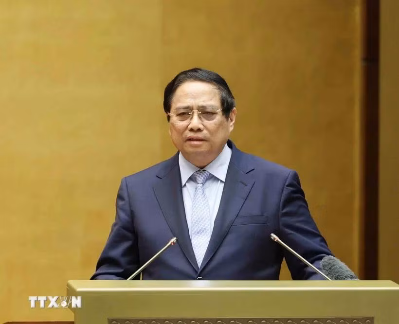 Thủ tướng Phạm Minh Chính trình bày Chuyên đề tại hội nghị. (Ảnh: Phương Hoa/TTXVN)