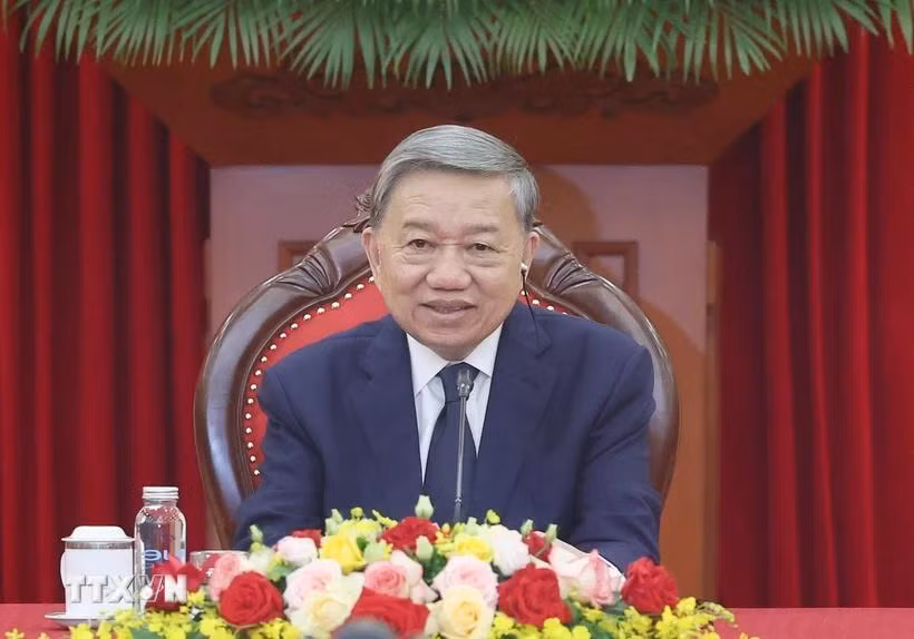 Tổng Bí thư Tô Lâm điện đàm với Chủ tịch Đảng Đại hội Dân tộc Phi (ANC), Tổng thống Cộng hòa Nam Phi Cyril Ramaphosa. (Ảnh: Thống Nhất/TTXVN)