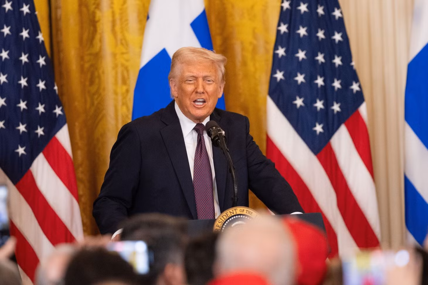 Tổng thống Hoa Kỳ Donald Trump phát biểu tại một sự kiện ở Nhà Trắng ngày 24/3/2025. Ảnh: THX/TTXVN