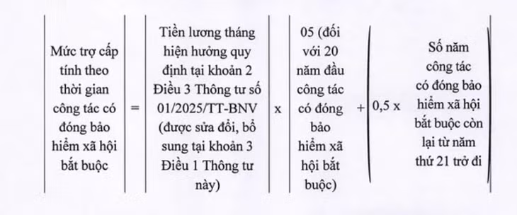 Cách tính mức trợ cấp - Ảnh chụp màn hình