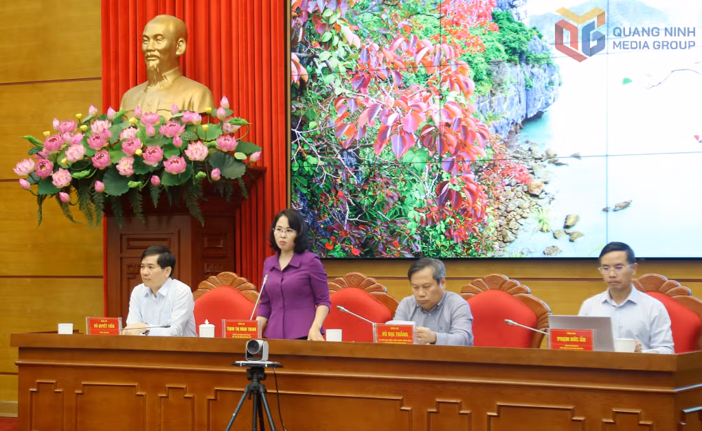 Đồng chí Trịnh Thị Minh Thanh, Phó Bí thư Thường trực Tỉnh ủy, Chủ tịch HĐND tỉnh, phát biểu tại hội nghị.
