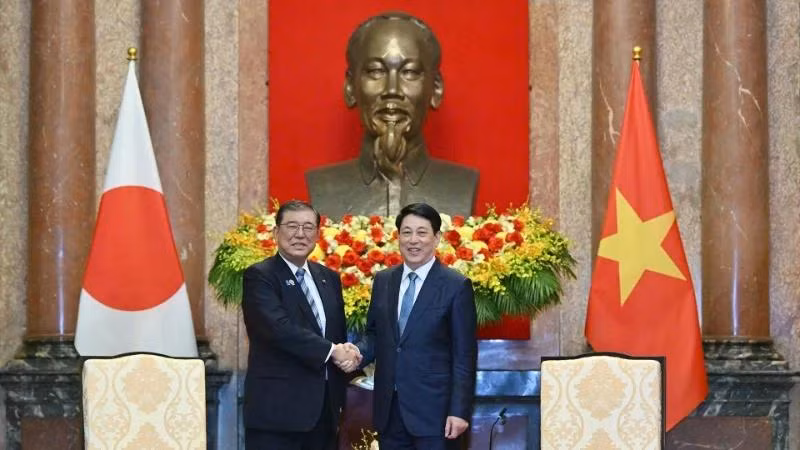 Chủ tịch nước Lương Cường tiếp Thủ tướng Nhật Bản Ishiba Shigeru.
