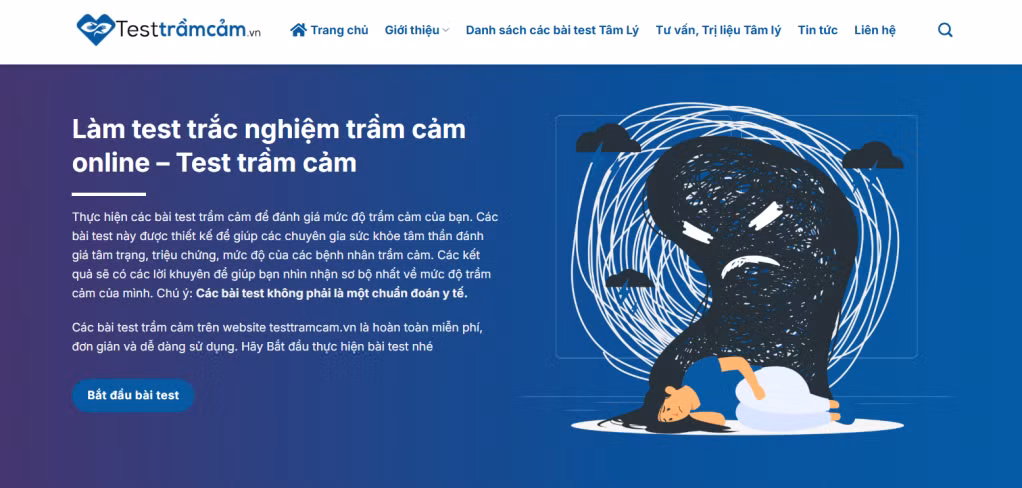 Hình ảnh: Giao diện website Testtramcam.vn