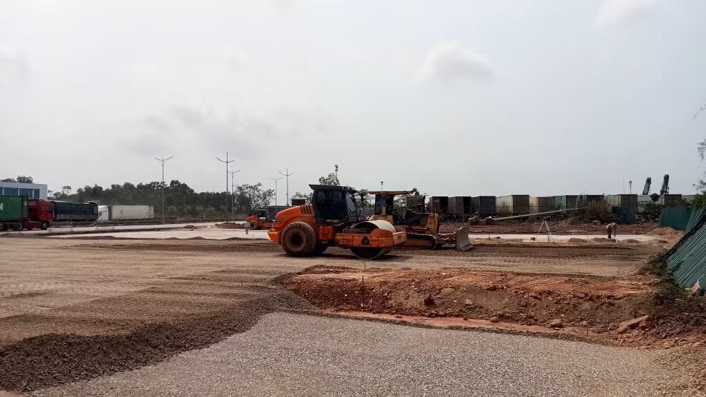 Thi công hạ tầng khu vực cửa khẩu cầu Bắc Luân II