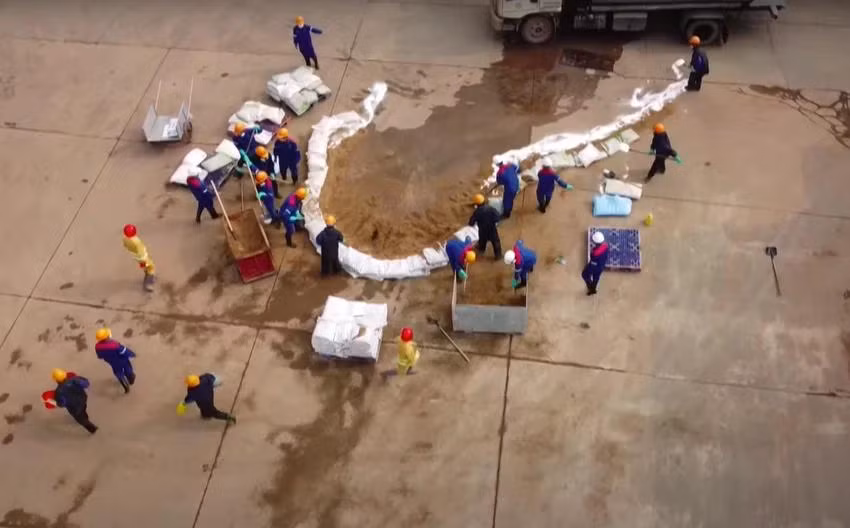 Diễn tập ứng phó sự cố hóa chất, sự cố môi trường năm 2024 tại công ty CP Supe Phốt phát và Hóa chất Lâm Thao. Ảnh CTV