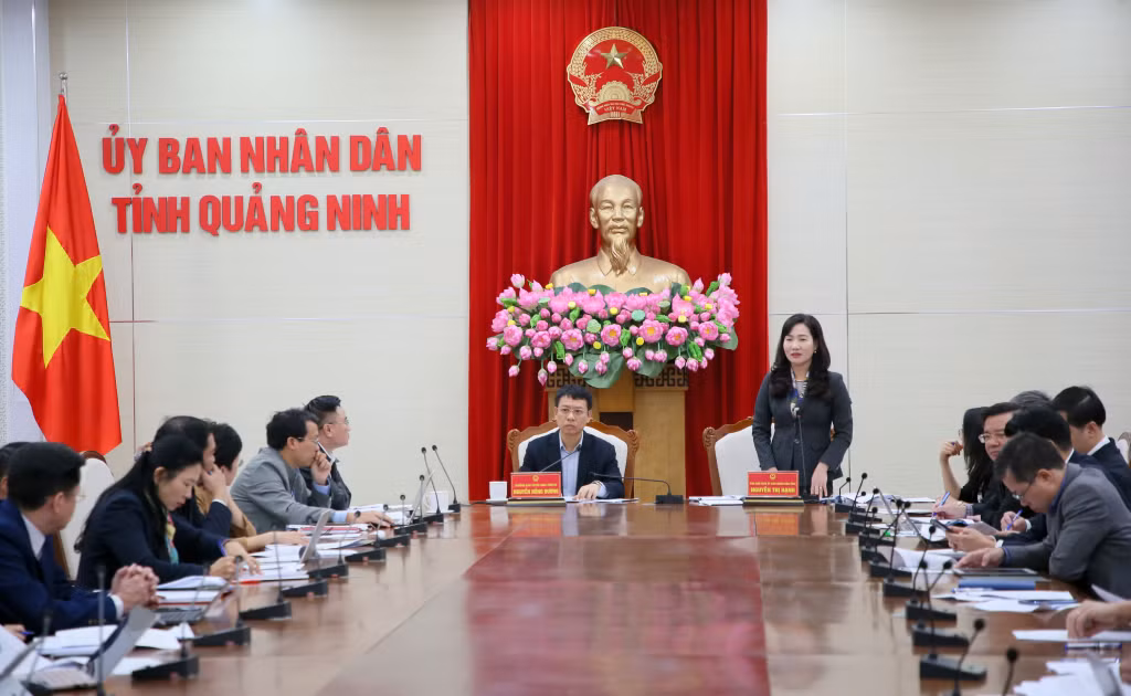 Đồng chí Nguyễn Thị Hạnh, Phó Chủ tịch UBND tỉnh, phát biểu tại hội nghị.
