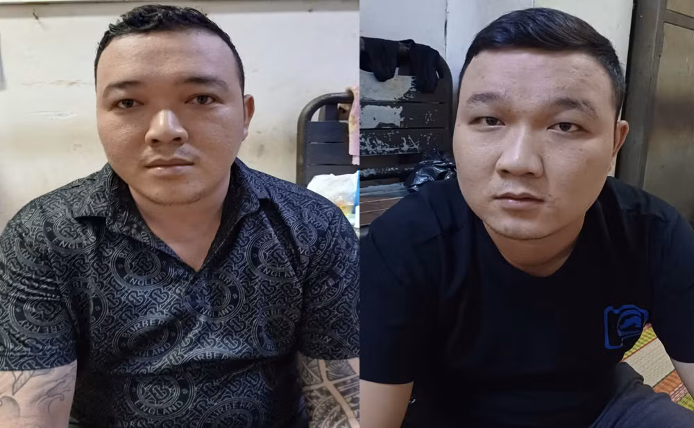 Anh em Trần Trung Hiếu - Trần Trung Bình khi bị bắt giữ. Ảnh: Công an cung cấp