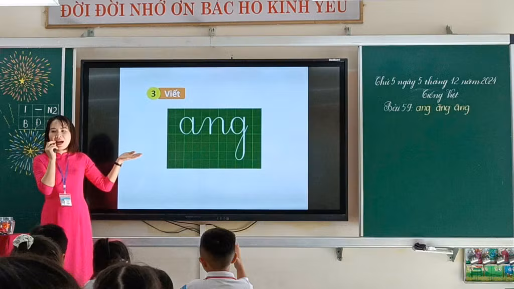 Bài thi thực hành 1 tiết dạy tại điểm thi trường Tiểu học Lê Hồng Phong (TP Hạ Long).