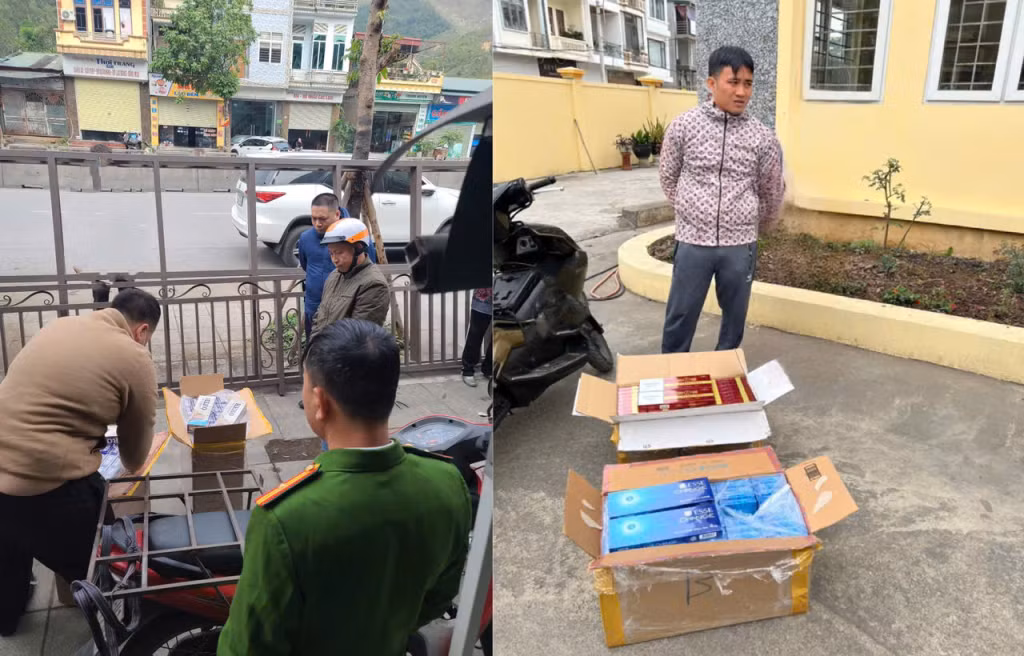 Đối tượng Nguyễn Trung Lập và Bùi Xuân Trường cùng tang vật bị khi bắt giữ.