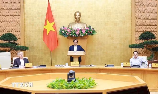 Thủ tướng Phạm Minh Chính chủ trì Phiên họp Chính phủ chuyên đề về xây dựng pháp luật tháng 12 năm 2024. (Ảnh: Dương Giang/TTXVN)
