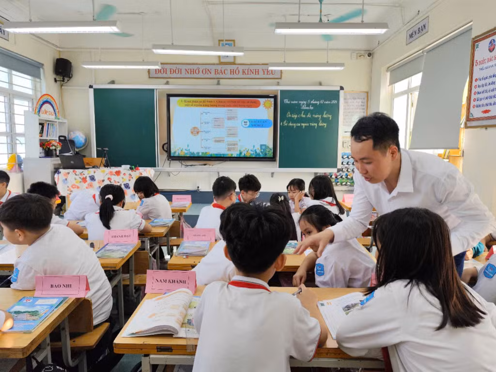 Bài thi thực hành 1 tiết dạy tại điểm thi trường Tiểu học Quảng Trung (TP Hạ Long).