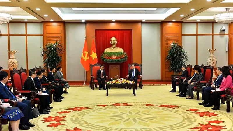 Quang cảnh buổi tiếp tại Trụ sở Trung ương Đảng. (Ảnh: ĐĂNG KHOA)