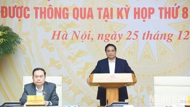 Thủ tướng Phạm Minh Chính phát biểu ý kiến tại Hội nghị. (Ảnh: TRẦN HẢI)