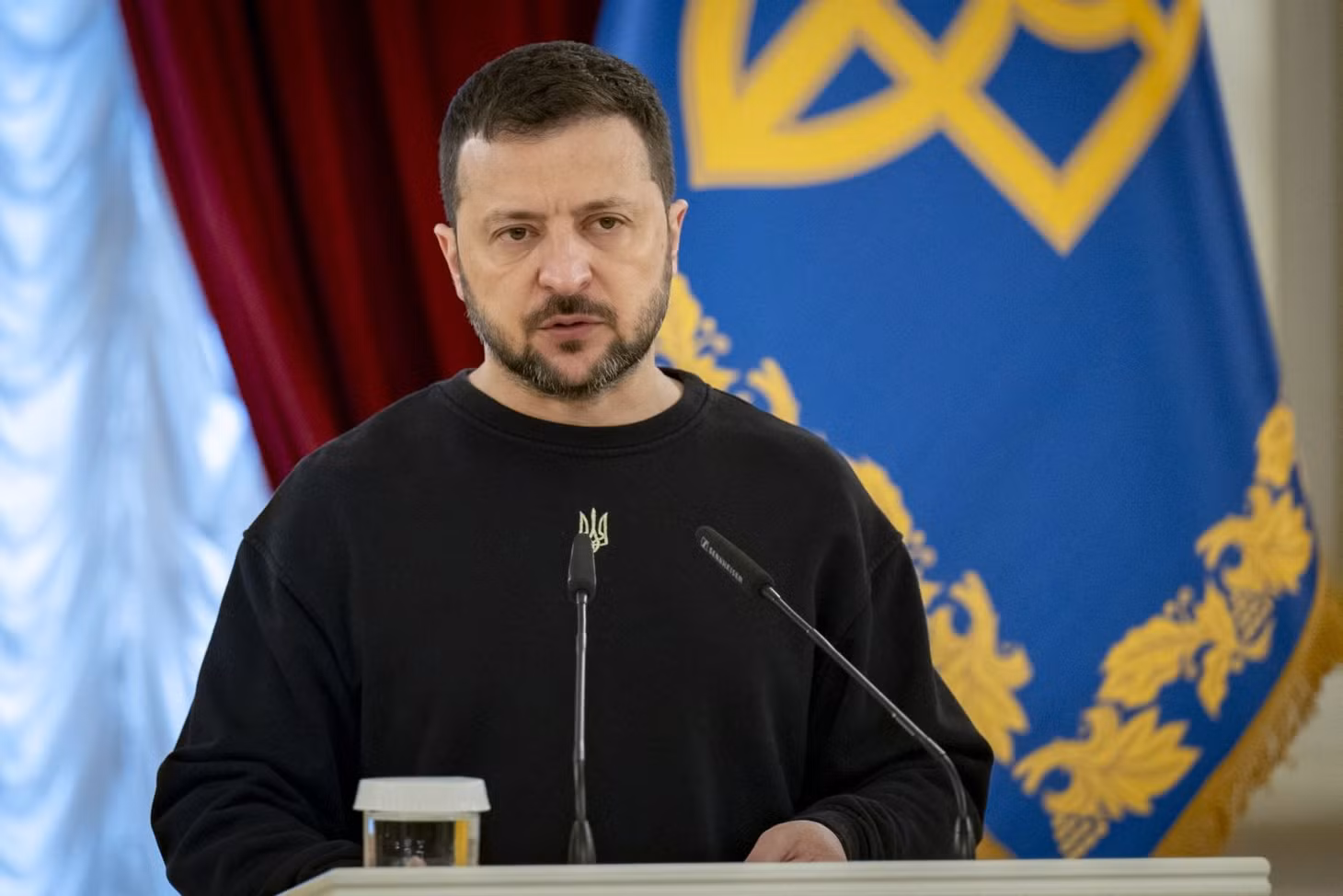 Tổng thống Ukraine Volodymyr Zelensky phát biểu tại thủ đô Kiev. Ảnh: AFP/TTXVN
