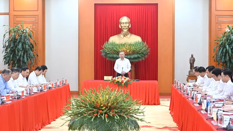 Tổng Bí thư Tô Lâm chủ trì làm việc với Đảng ủy Bộ Ngoại giao. (Ảnh: ĐĂNG KHOA)