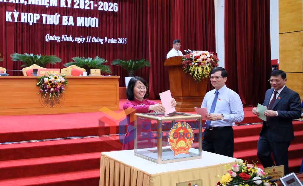 Các đại biểu HĐND tỉnh bỏ phiếu bầu bổ sung chức danh Phó Chủ tịch HĐND tỉnh khóa XIV, nhiệm kỳ 2021-2026; bầu bổ sung chức danh Ủy viên UBND tỉnh.