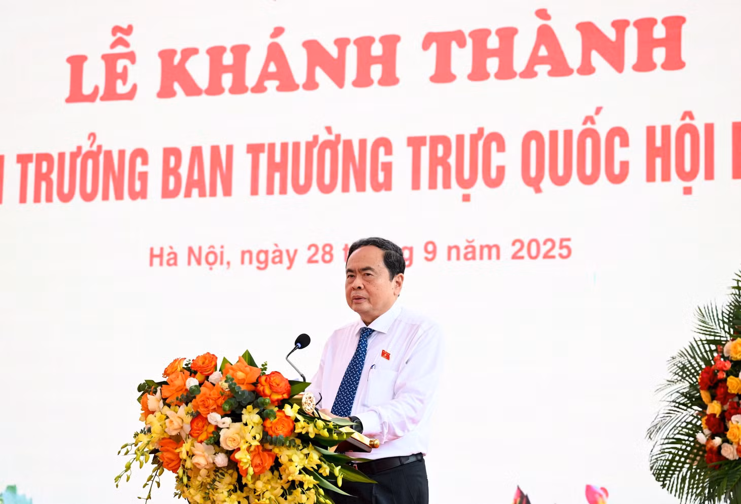 Chủ tịch Quốc hội Trần Thanh Mẫn phát biểu tại buổi lễ. (Ảnh: DUY LINH)