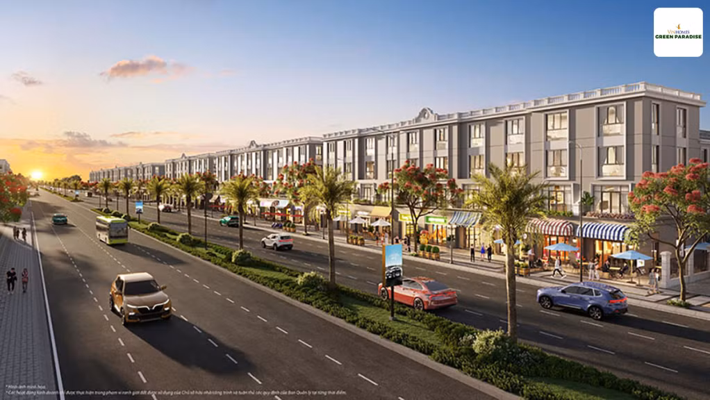 Vị trí vàng ngay mặt tiền đô thị tạo lợi thế lớn cho shophouse Vinhomes Green Paradise (Ảnh minh hoạ)