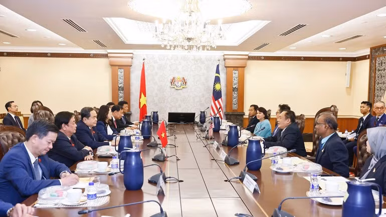 Chủ tịch Quốc hội Trần Thanh Mẫn hội đàm với Chủ tịch Thượng viện Malaysia Dato' Awang Bemee Awang Ali Basah. (Ảnh: Doãn Tấn/TTXVN)