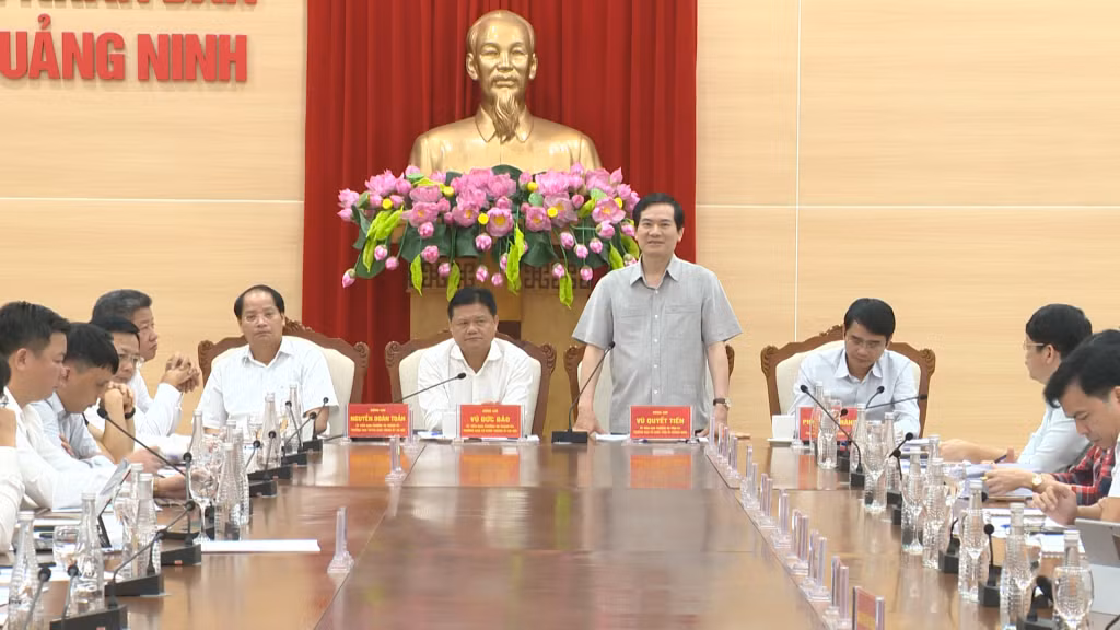 Đồng chí Vũ Quyết Tiến, Trưởng Ban Tổ chức Tỉnh ủy phát biểu tại hội nghị.