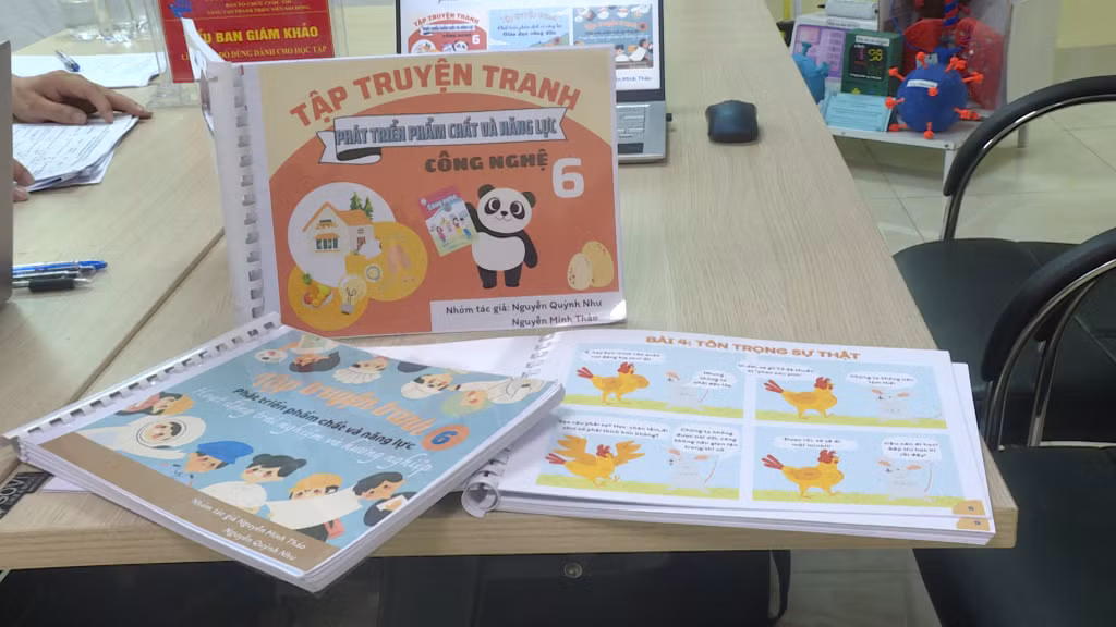 Tập truyện tranh phát triển phẩm chất và năng lực cho học sinh lớp 6 do Minh Thảo và Quỳnh Như sáng tạo ra.