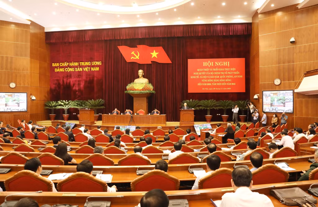 Hội nghị quán triệt, triển khai Nghị quyết số 30-NQ/TW của Bộ Chính trị về phát triển vùng đồng bằng Sông Hồng tại điểm cầu Trung ương.