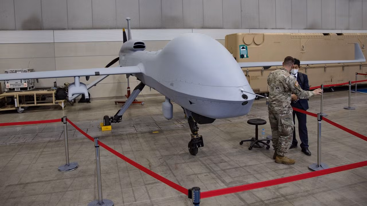 Gray Eagle của Quân đội Mỹ được trưng bày vào ngày 21/9 tại Hàn Quốc. Ảnh: Getty Images