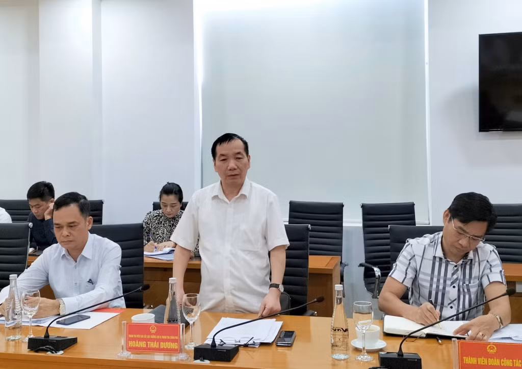 Đại diện Tổ công tác Thanh tra Chính phủ phát biểu tại buổi làm việc.