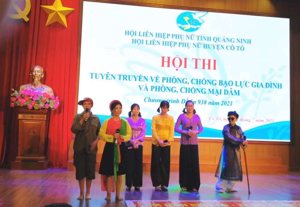 Hội LHPN huyện Cô Tô tổ chức Hội thi tuyên truyền về phòng chống bạo lực gia đình, tháng 7/2021.
