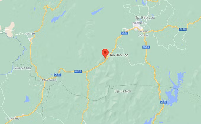 Vị trí đèo Bảo Lộc. Ảnh: Google Maps